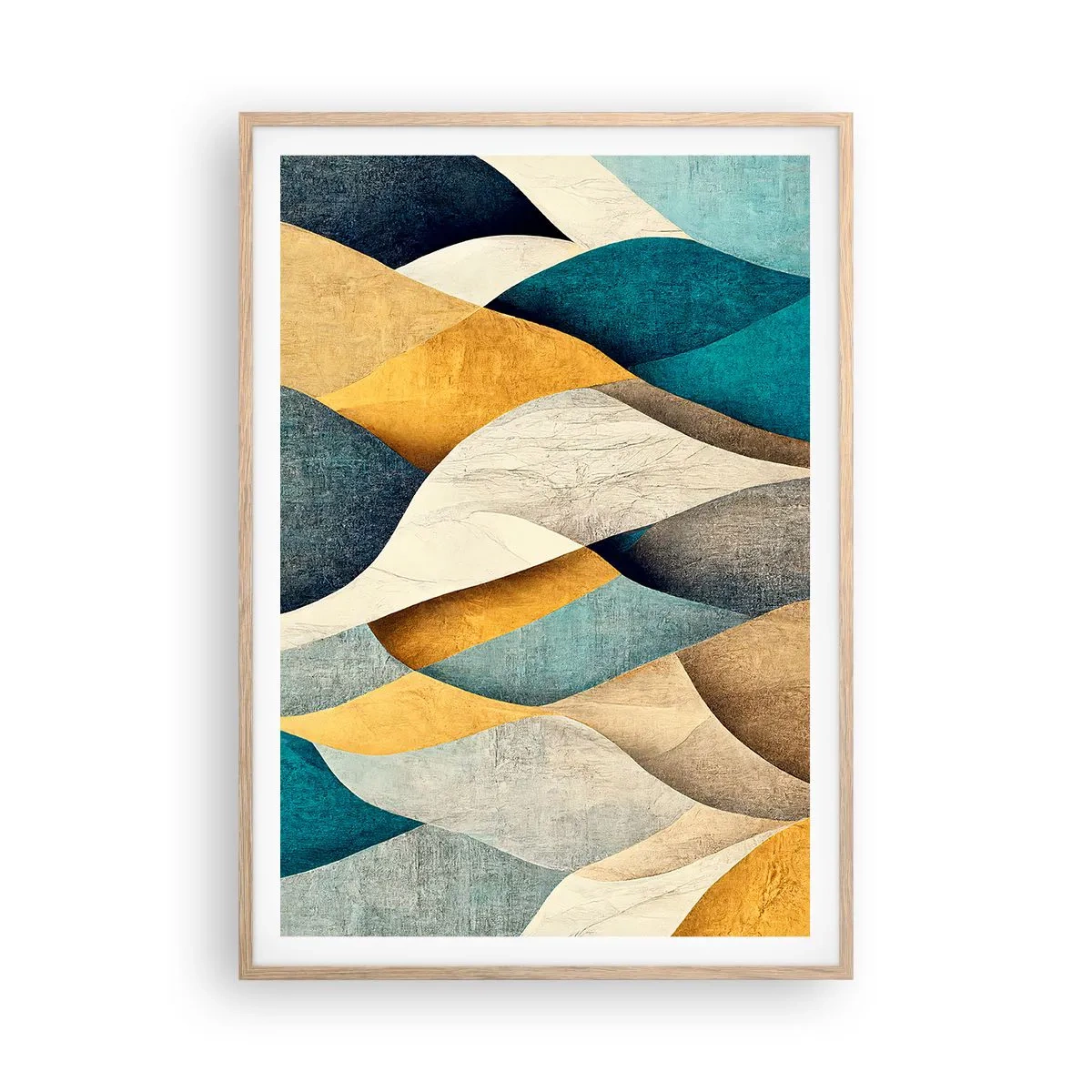 Poster in einem Rahmen aus heller Eiche - Rhythmus und Welle - 70x100 cm