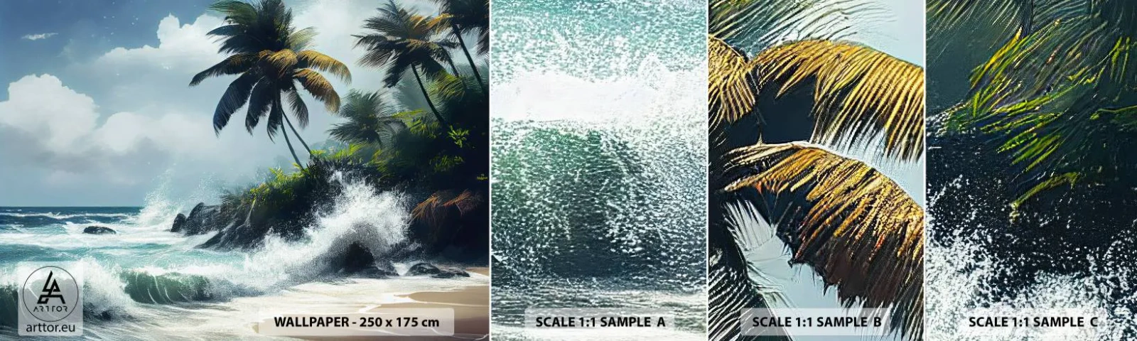 Fototapetenmuster Standard Eco - Am tropischen Ufer - Strand, Tropisch, Palme - 100x30 cm