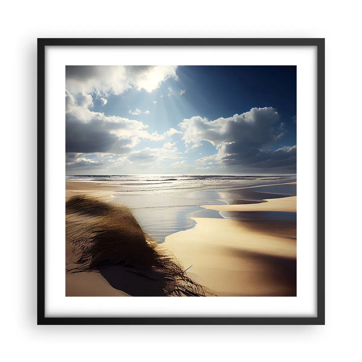 Poster in einem schwarzem Rahmen - Strand, wilder Strand - 50x50 cm