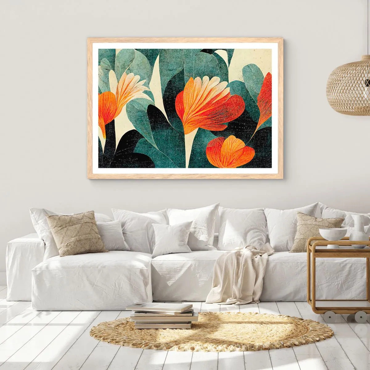 Poster in einem Rahmen aus heller Eiche - Hitze der Tropen und Kühle des Grüns - 50x40 cm