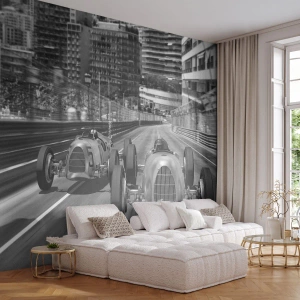 Fototapete Premium Sand - Ein Retro-Rennwagenrennen auf dem Stadtkurs von Monte Carlo - 100x70cm - Vor langer Zeit in Monte Carlo - Moderne Wanddekoration für Wohnzimmer und Schlafzimmer ARTTOR