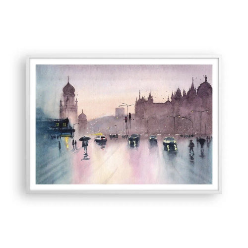 Poster in einem weißen Rahmen - Im regnerischen Dunst - 100x70 cm
