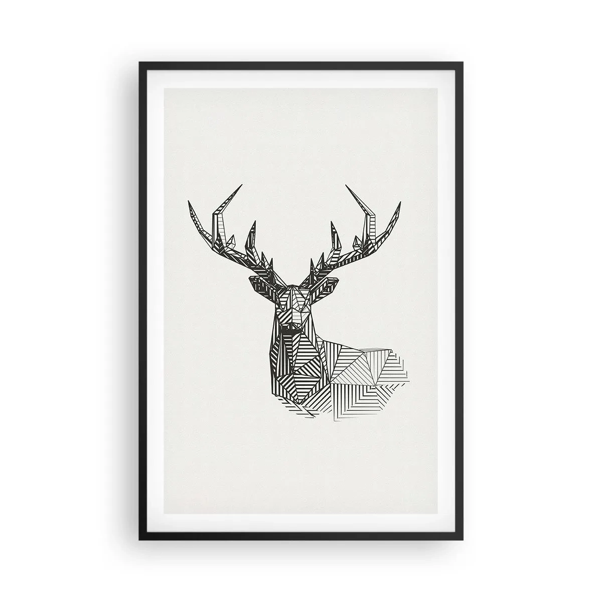 Poster in einem schwarzem Rahmen - Ein Hirsch im kubistischen Stil - 61x91 cm