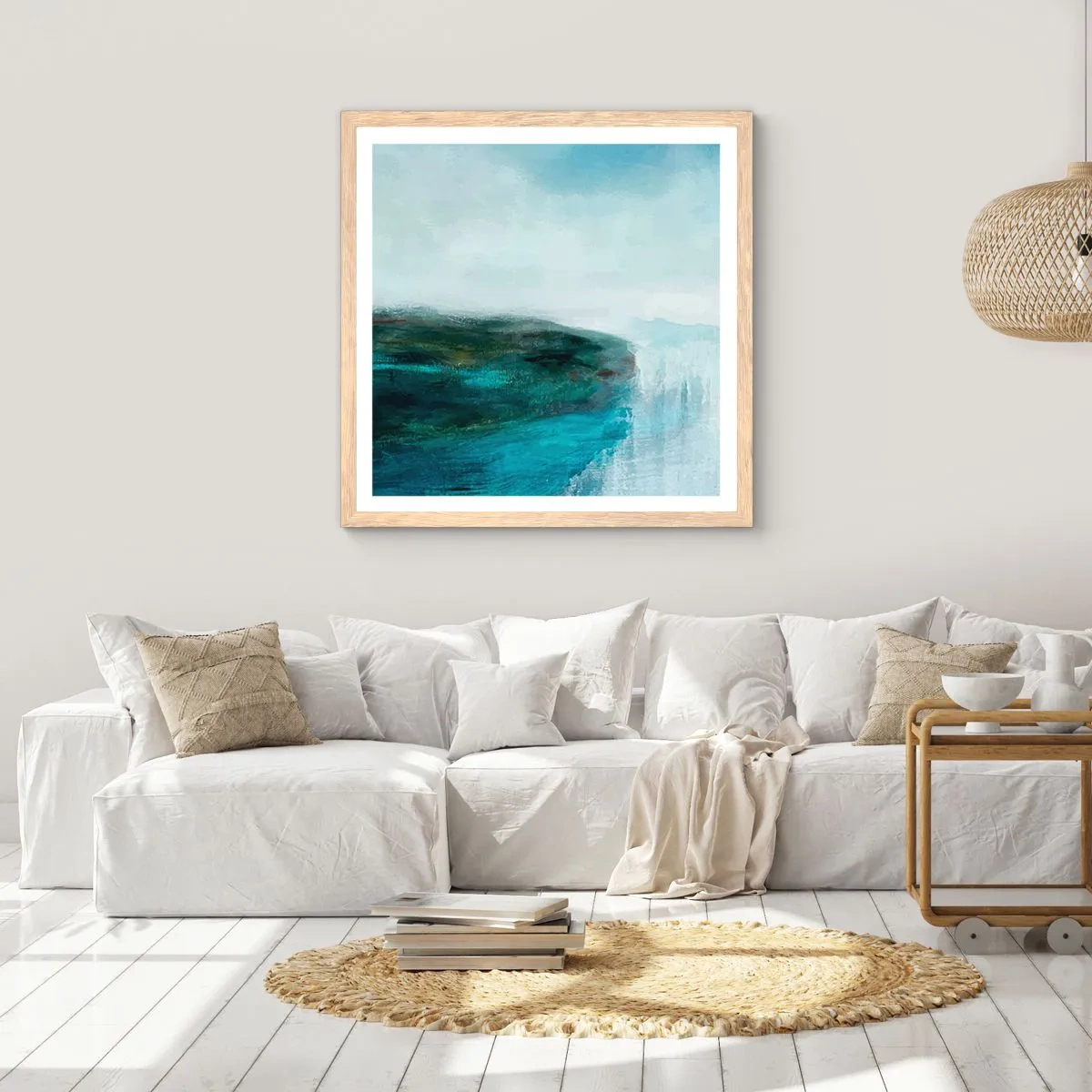 Poster in einem Rahmen aus heller Eiche - Nautische Abstraktion - 50x50 cm