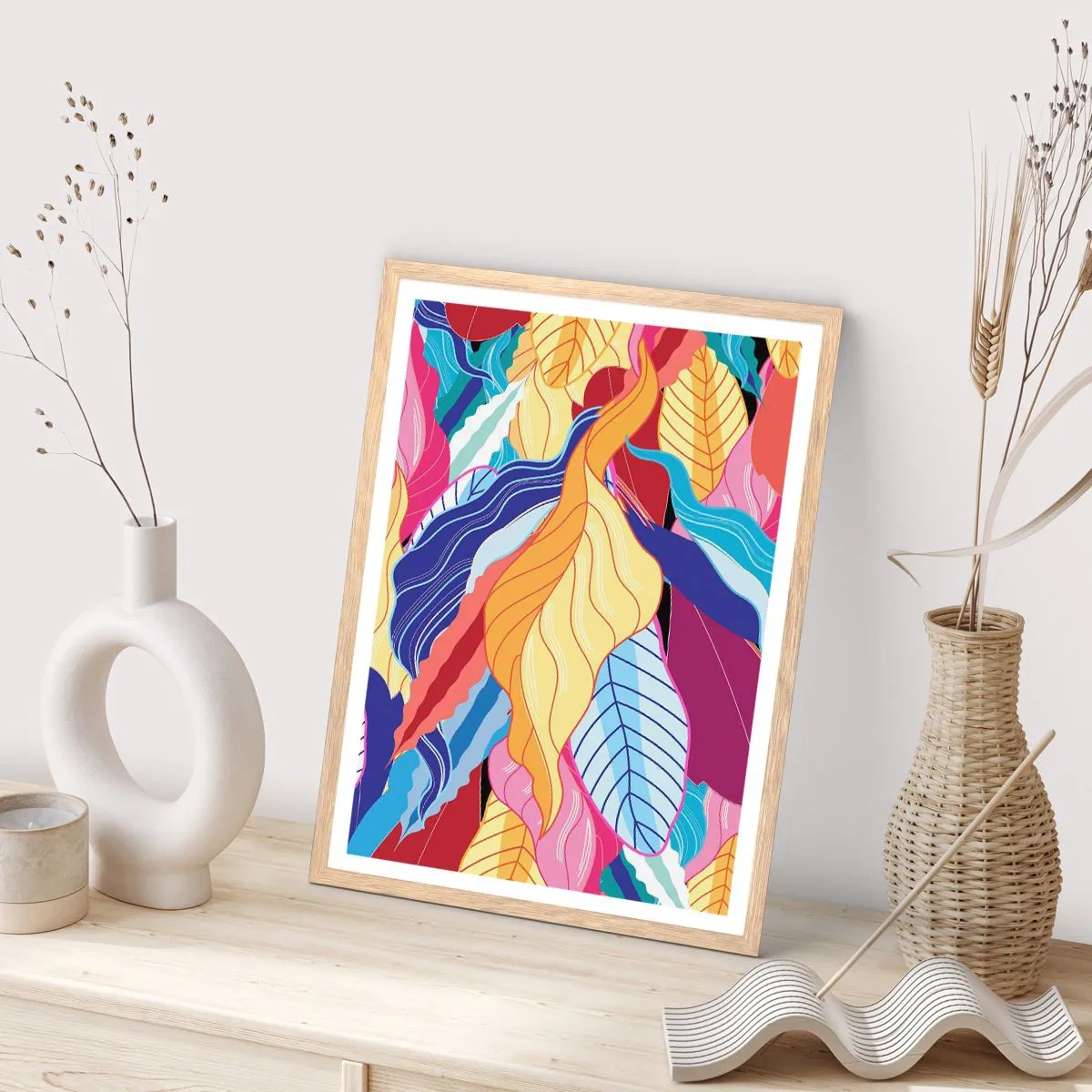 Poster in einem Rahmen aus heller Eiche - Buntes Durcheinander - 50x70 cm