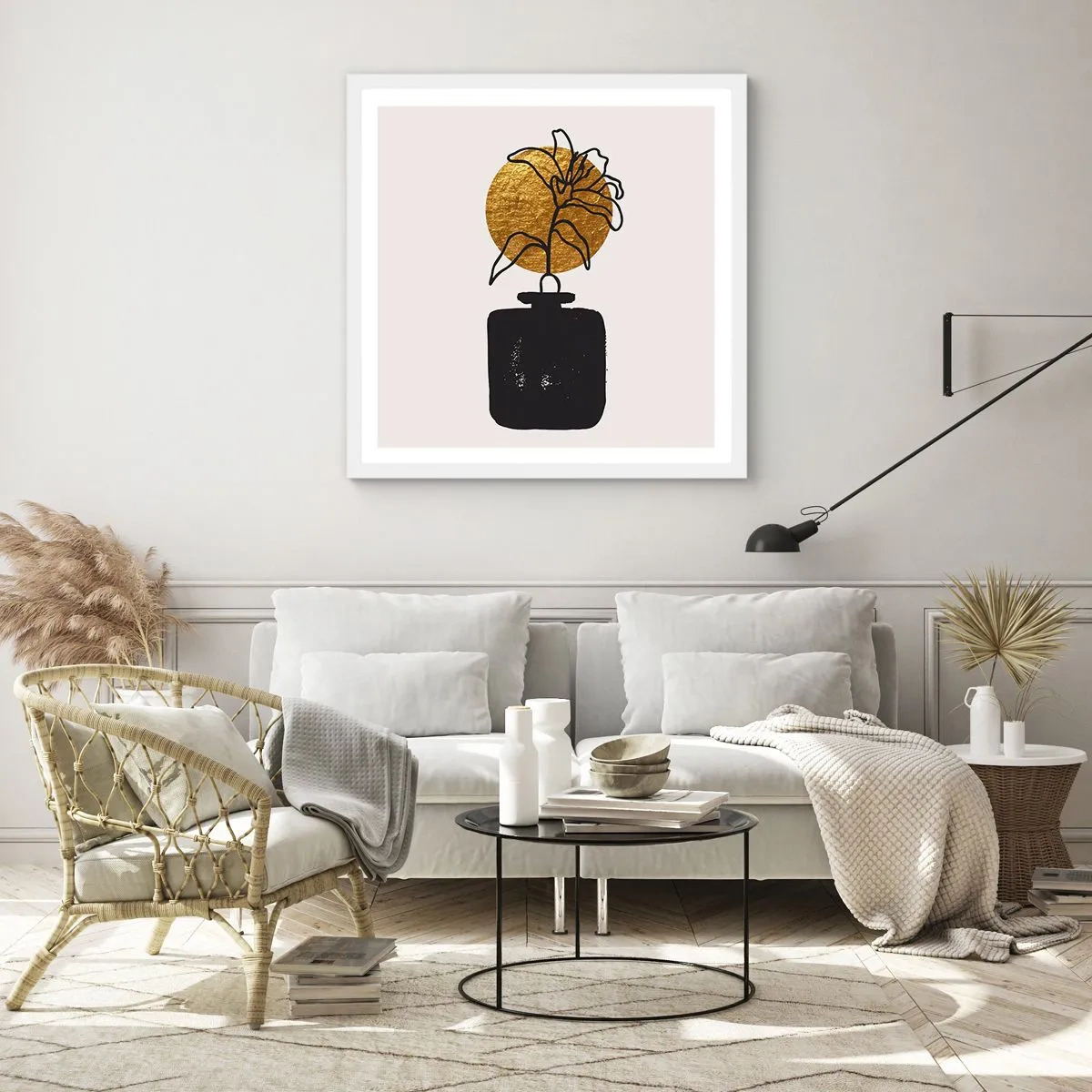 Poster in einem weißen Rahmen - Schönheit ist Gold wert - 50x50 cm