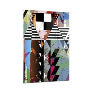 Glasbild - Bild auf glas - Geometrische Abstraktion mit einer Vielzahl von Formen und Farben - 50x70cm - Geometrisch und organisch - Moderne Wanddekoration für Wohnzimmer und Schlafzimmer ARTTOR
