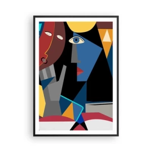 Poster in einem schwarzem Rahmen - Gespräch zwischen Kubisten - 70x100 cm