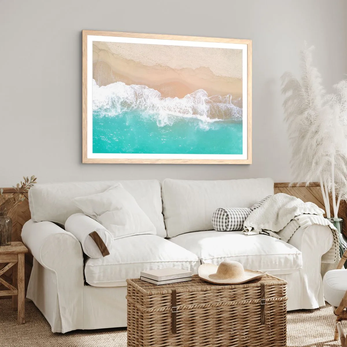 Poster in einem Rahmen aus heller Eiche - Eine streichelnde Berührung - 100x70 cm