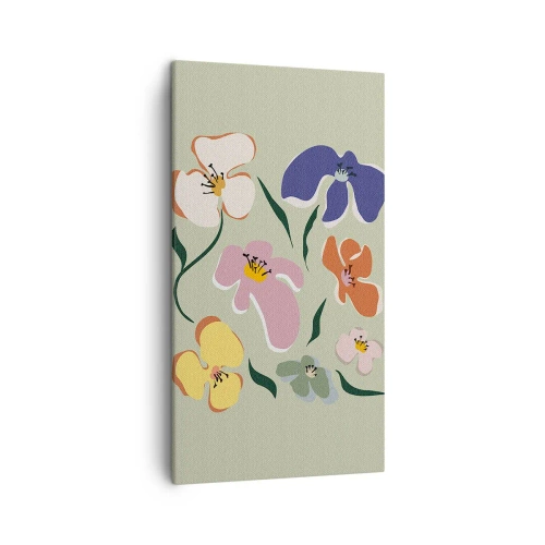 Bild auf Leinwand - Leinwandbild - Mit Stiefmütterchen vertraut - 45x80 cm