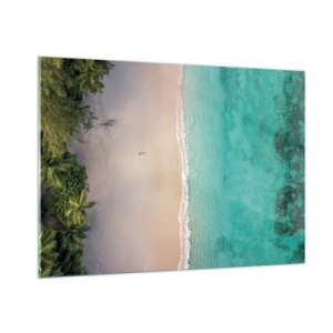 Glasbild - Bild auf glas - Luftaufnahme eines tropischen Strandes und des türkisfarbenen Meeres - 100x70cm - Paradiesstrand - Moderne Wanddekoration für Wohnzimmer und Schlafzimmer ARTTOR