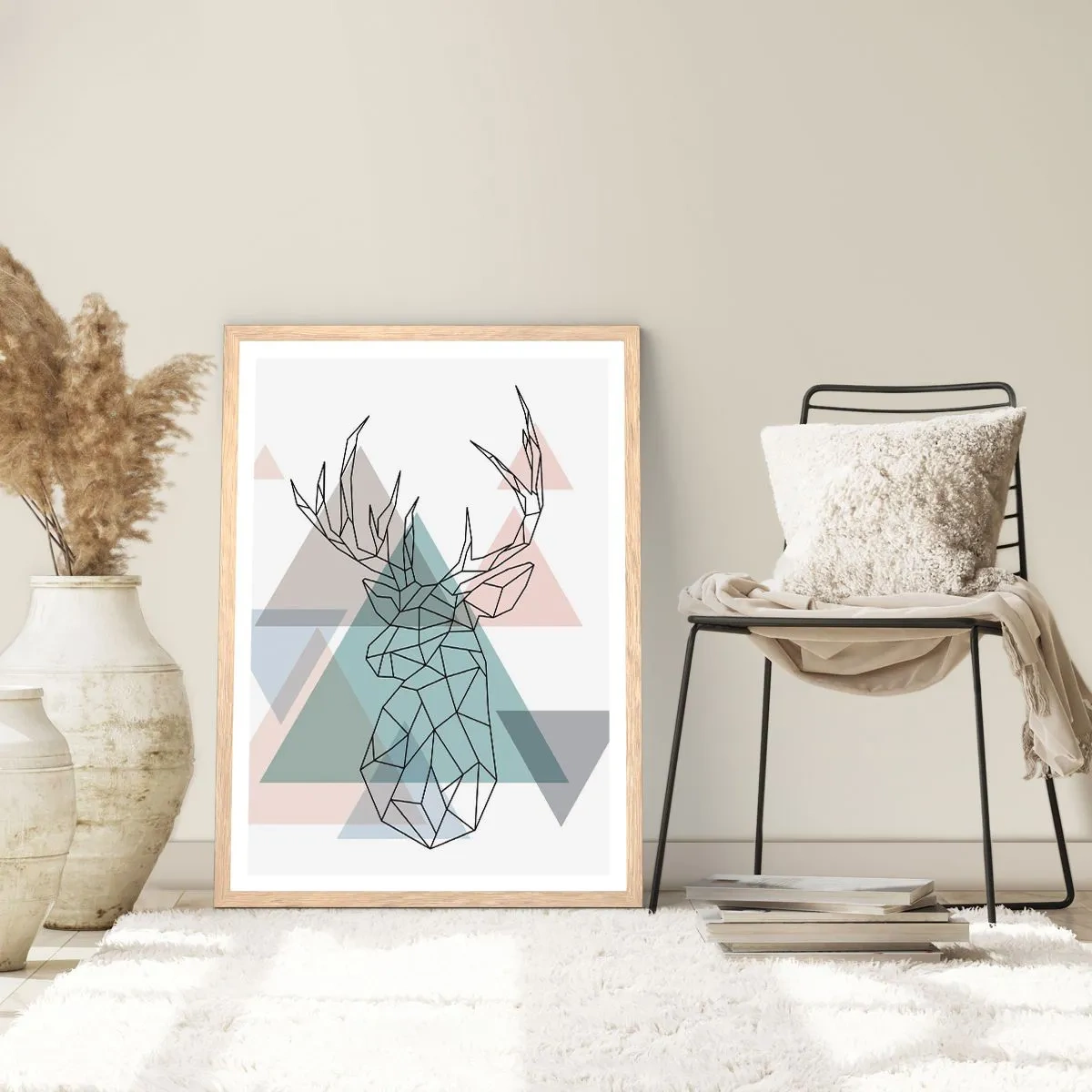 Poster in einem Rahmen aus heller Eiche - In einem geometrischen Wald - 70x100 cm