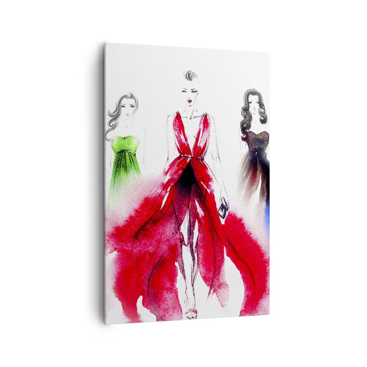 Bild auf Leinwand - Leinwandbild - Modeillustration mit Models in bunten Kleidern - 80x120cm - Stimmungen für Kostüme - Moderne Wanddekoration für Wohnzimmer und Schlafzimmer ARTTOR