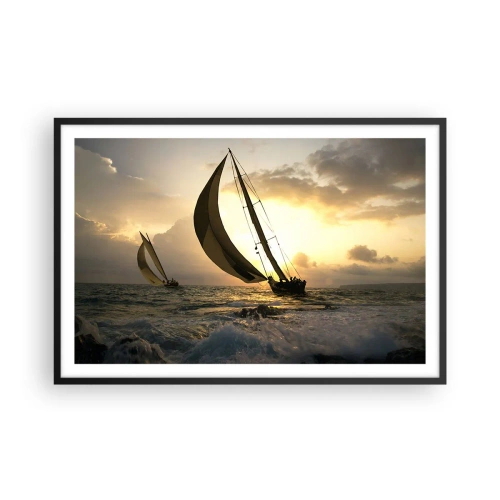 Poster in einem schwarzem Rahmen - Mit dem Wind und gegen den Wind - 91x61 cm