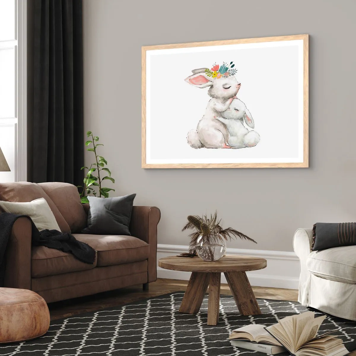 Poster in einem Rahmen aus heller Eiche - Bei Mama ist's am schönsten - 40x30 cm