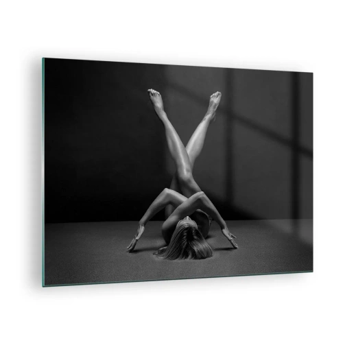 Glasbild - Bild auf glas - Weiblicher Akt in geometrischer Körperkomposition - 70x50cm - Die Geometrie der Nacktheit - Moderne Wanddekoration für Wohnzimmer und Schlafzimmer ARTTOR