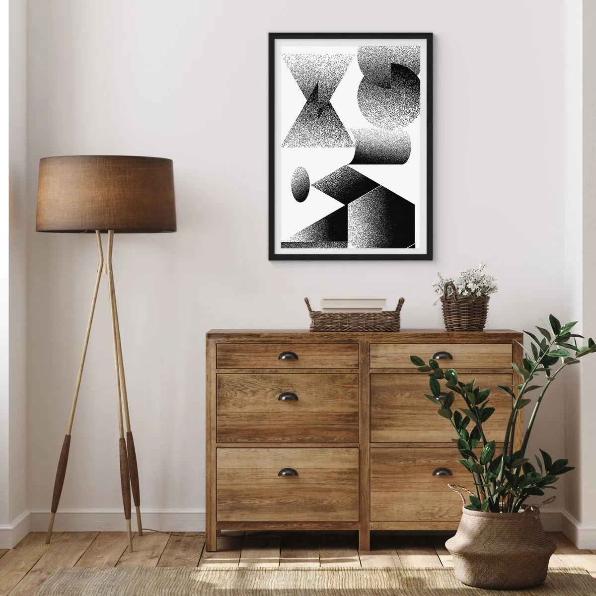 Poster in einem schwarzem Rahmen - Winkel und Ovale - 30x40 cm