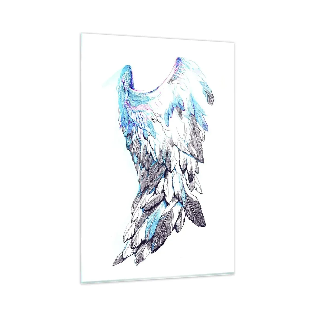 Glasbild - Bild auf glas - Zarte Engelsflügel in Pastelltönen - 80x120cm - Ich brauche Flügel - Moderne Wanddekoration für Wohnzimmer und Schlafzimmer ARTTOR