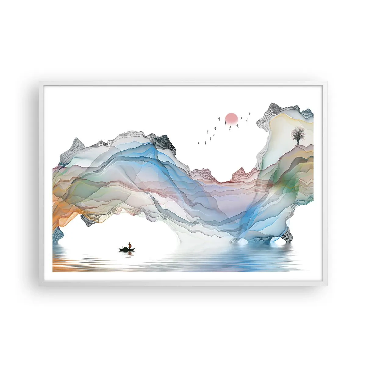 Poster in einem weißen Rahmen - Zu den Kristallbergen - 100x70 cm