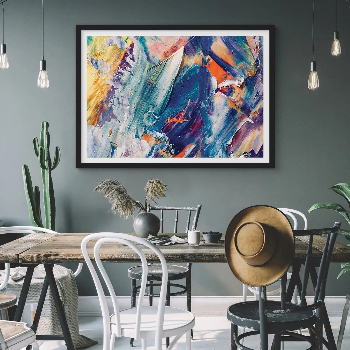 Poster in einem schwarzem Rahmen - Farbverwirrung - 40x30 cm
