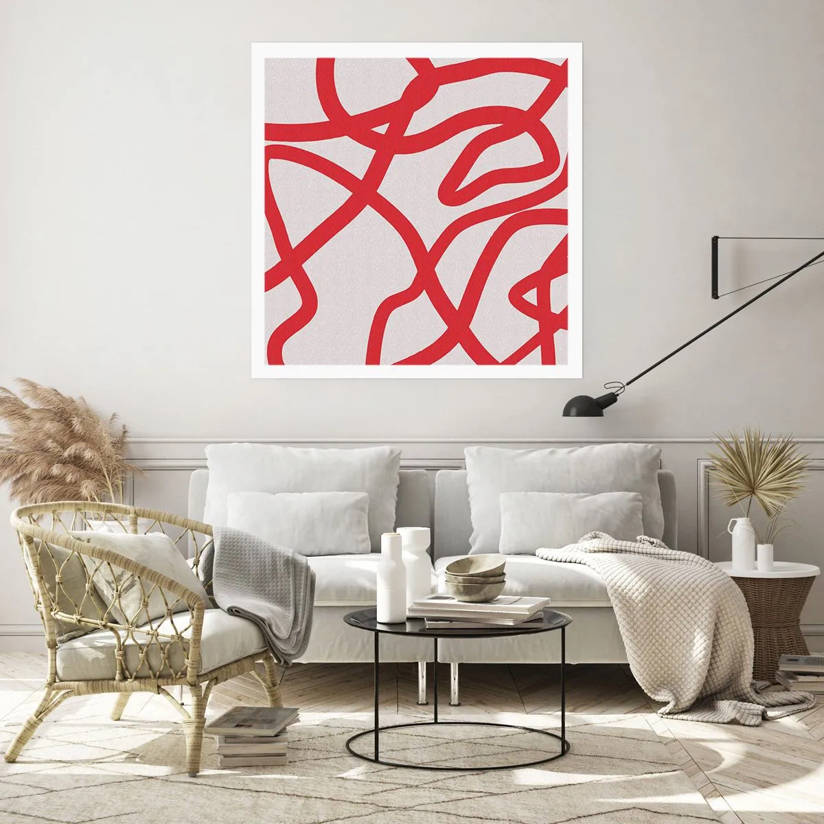 Poster - Rot auf Weiß - 40x40 cm