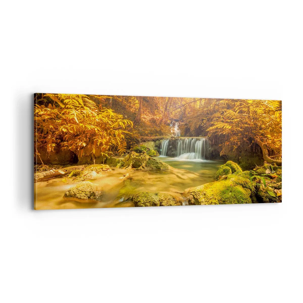 Bild auf Leinwand - Leinwandbild - Waldkaskade in Gold - 100x40 cm