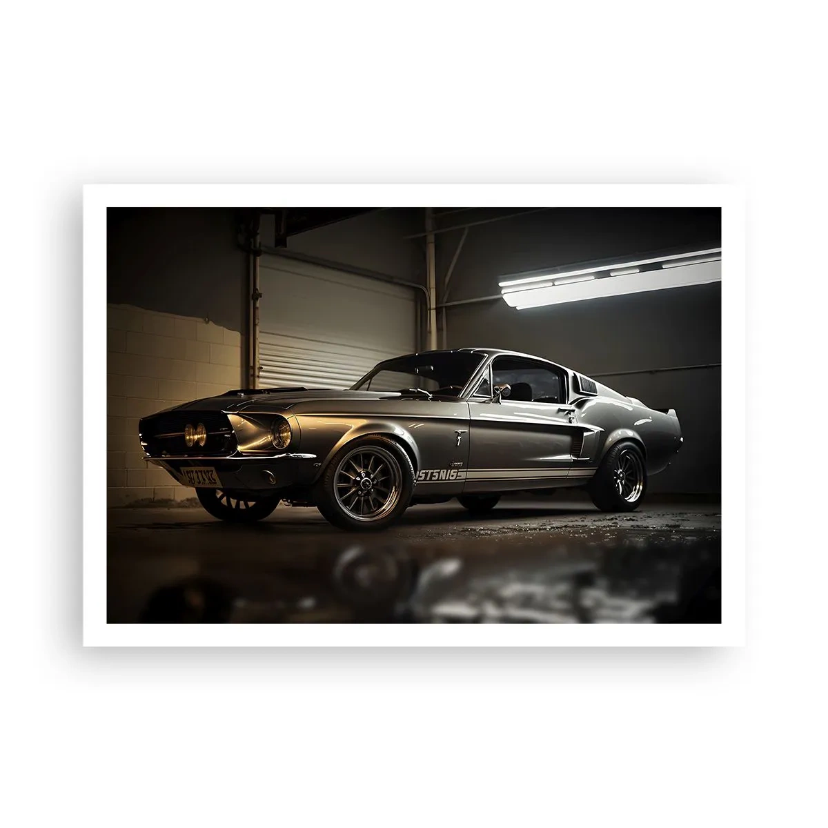 Poster - Oldtimer in Retro-Garage - 100x70cm - Zurück in die Vergangenheit - Moderne Wanddekoration für Wohnzimmer und Schlafzimmer ARTTOR