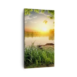 Bild auf Leinwand - Leinwandbild - Landschaft in einem grünen Rahmen - 45x80 cm