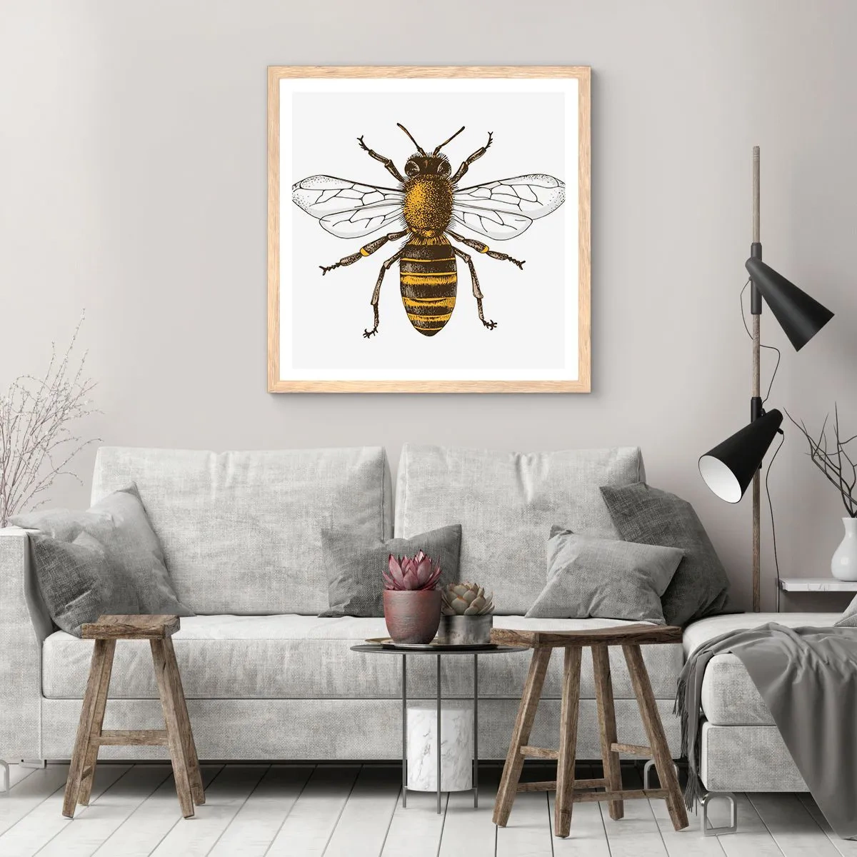 Poster in einem Rahmen aus heller Eiche - Schön und gut - 60x60 cm