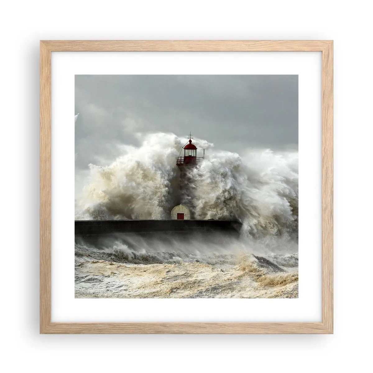 Poster in einem Rahmen aus heller Eiche - Die Wut des Ozeans - 40x40 cm