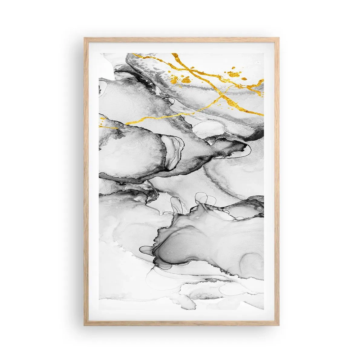 Poster in einem Rahmen aus heller Eiche - Komposition mit Goldmotiv - 61x91 cm