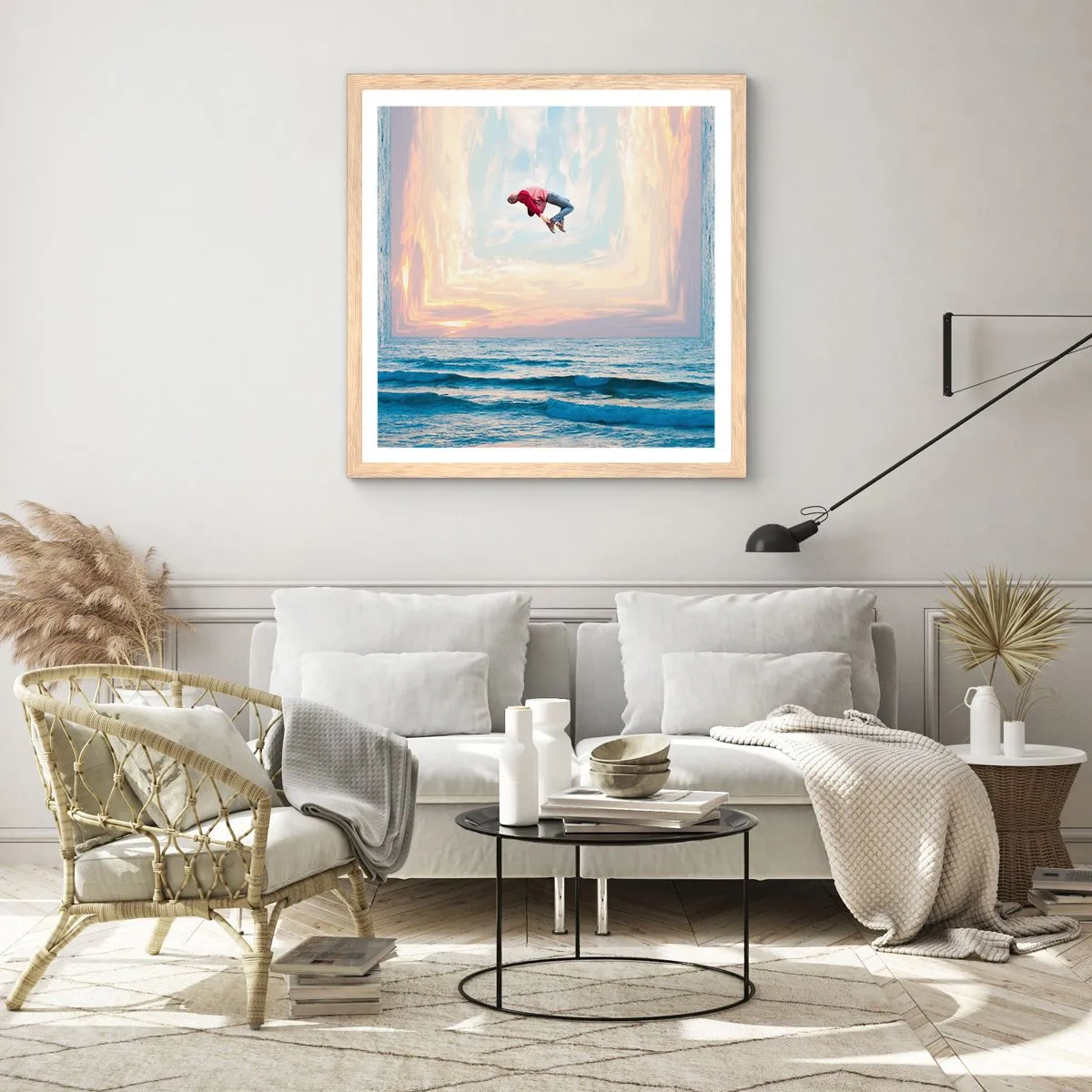 Poster in einem Rahmen aus heller Eiche - In eine andere Dimension - 50x50 cm