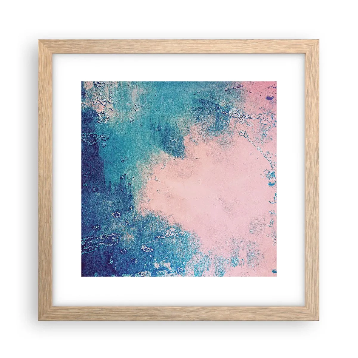 Poster in einem Rahmen aus heller Eiche - Himmelsblaue Umarmungen - 30x30 cm