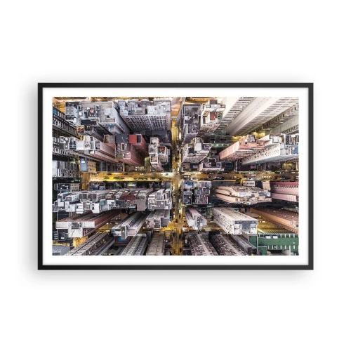Poster in einem schwarzem Rahmen - Grüße aus Hongkong - 91x61 cm