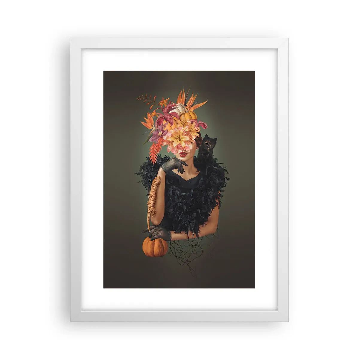 Poster in einem weißen Rahmen - Der Zauber einer Hexe - 30x40 cm