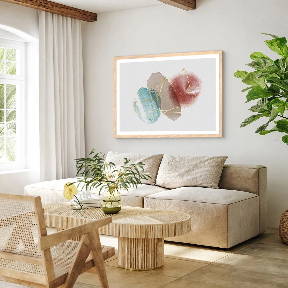 Poster in einem Rahmen aus heller Eiche - Korallen des Weltraums - 100x70 cm