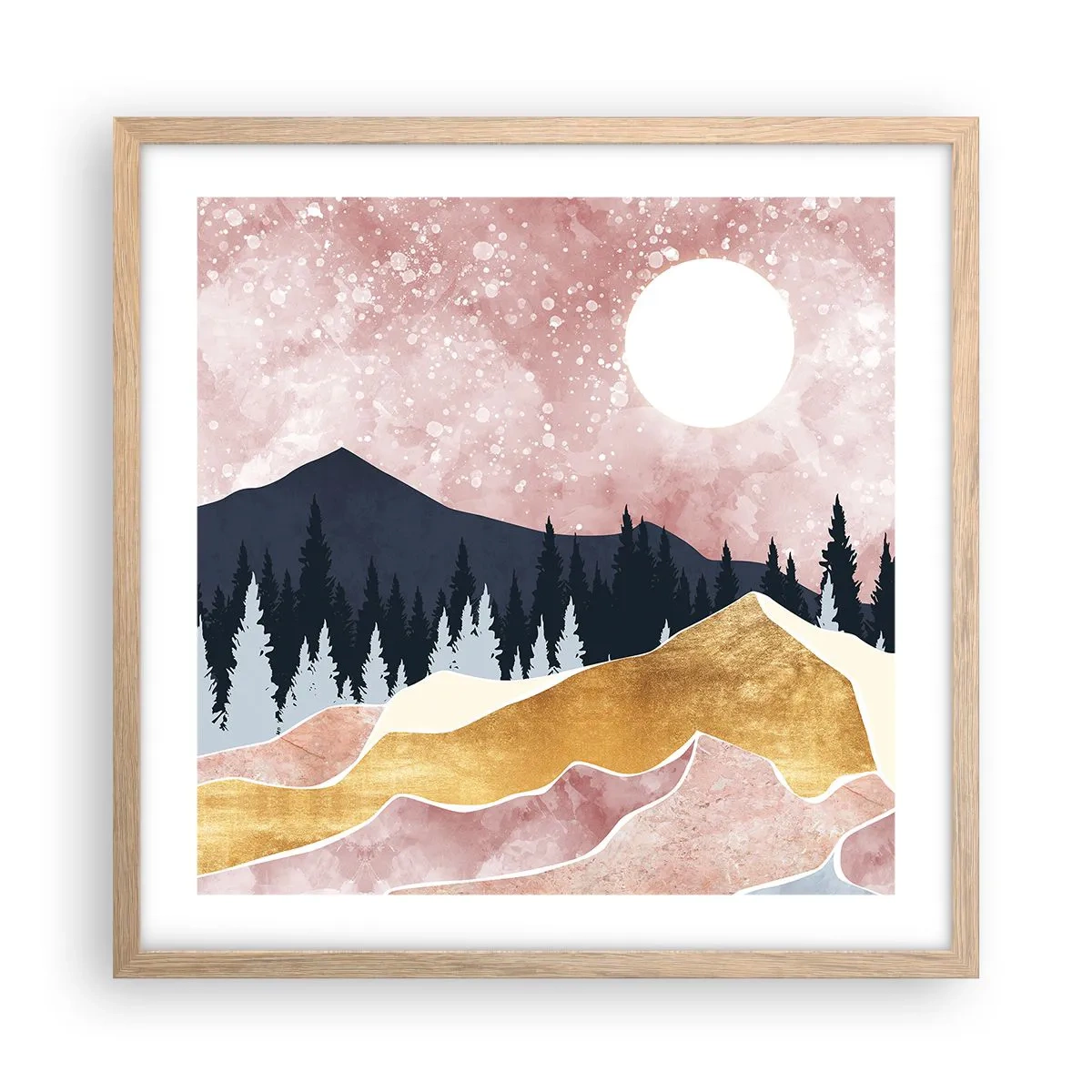 Poster in einem Rahmen aus heller Eiche - Nachtwache - 50x50 cm