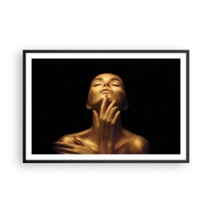 Poster in einem schwarzem Rahmen - Wie goldene Seide - 91x61 cm