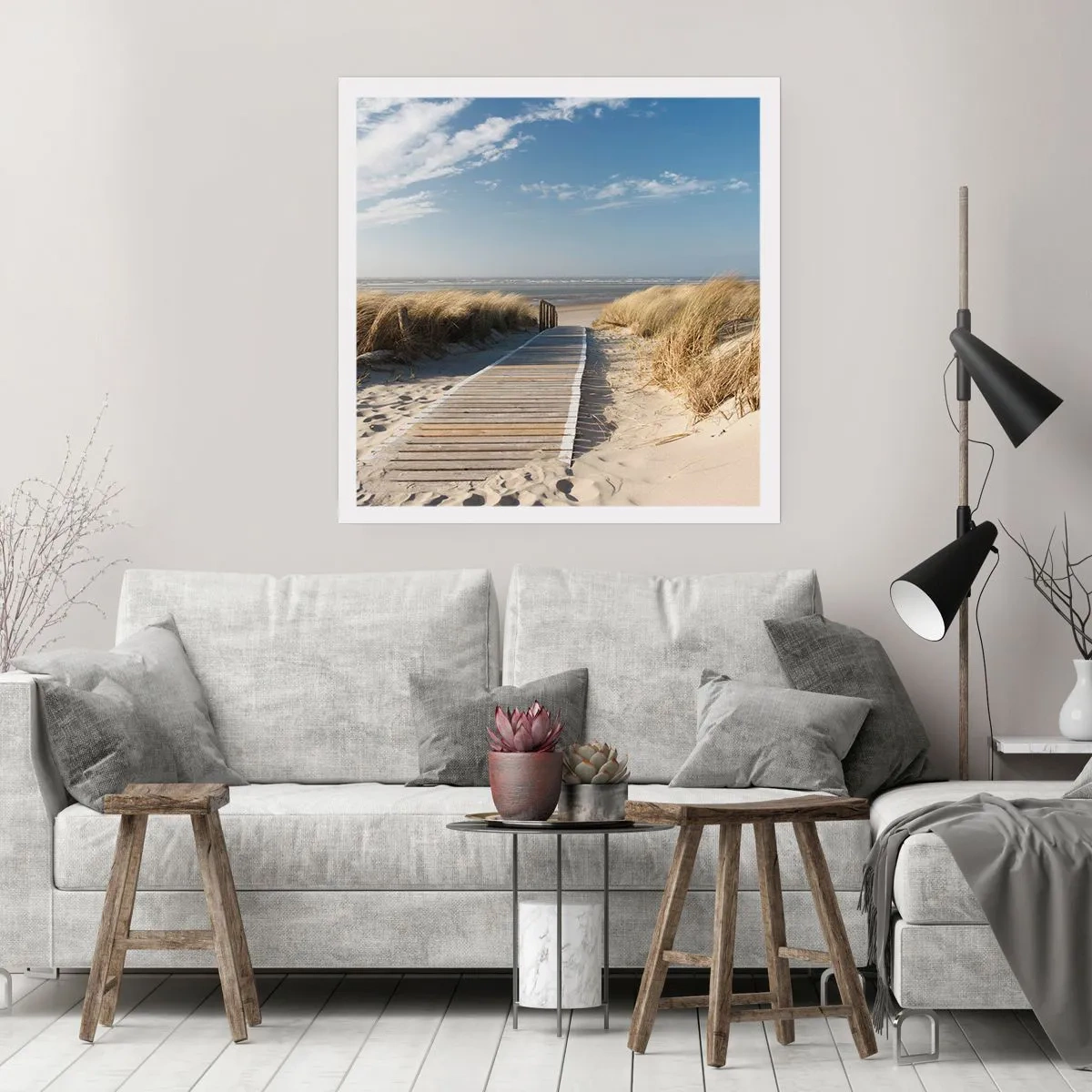 Poster - Hinter der Düne, im Rauschen des Grases - 60x60 cm