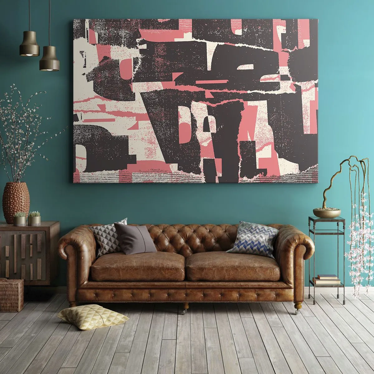 Bild auf Leinwand - Leinwandbild - Eine abstrakte Komposition in Rosa- und Brauntönen. - 70x50cm - All dieser Lärm - Moderne Wanddekoration für Wohnzimmer und Schlafzimmer ARTTOR