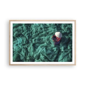 Poster in einem Rahmen aus heller Eiche - In einem Meer aus Netzen - 91x61 cm