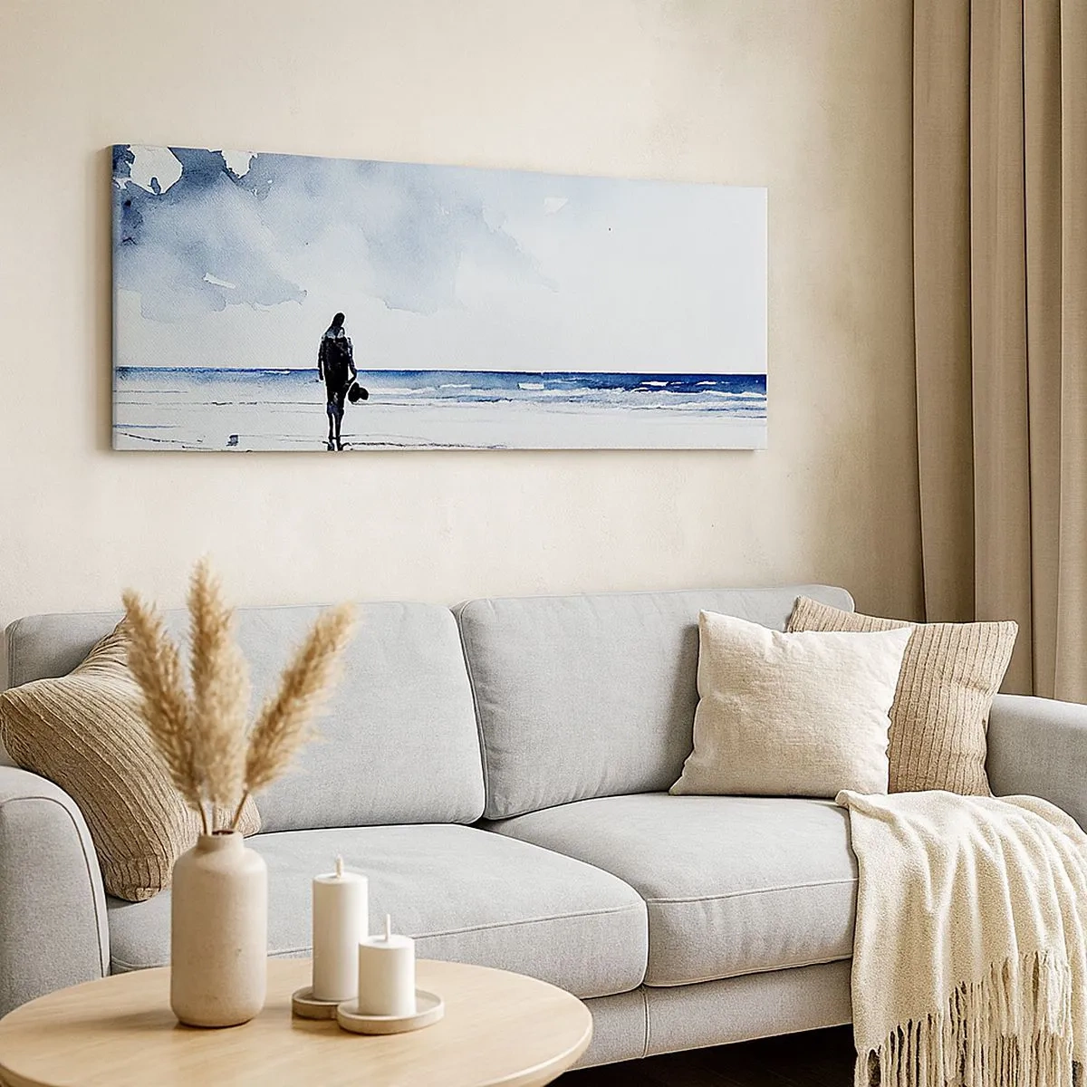 Bild auf Leinwand - Leinwandbild - Gespräch mit dem Meer - 100x40 cm
