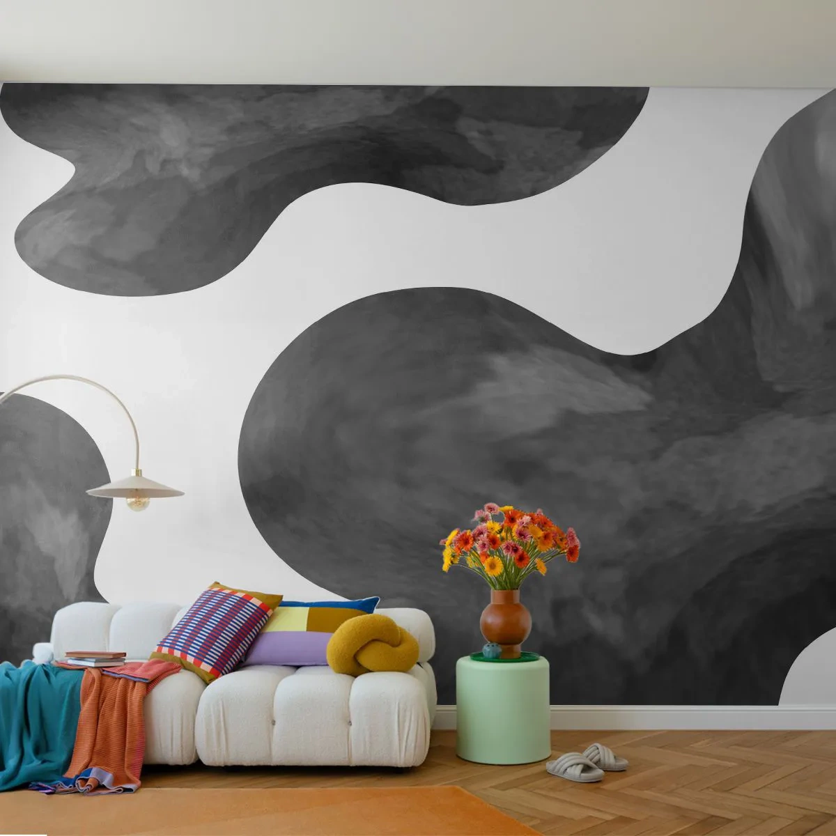 Fototapete Premium Sand - Milchstraße - Abstraktion, Stück, Schwarz und weiß - 200x140 cm