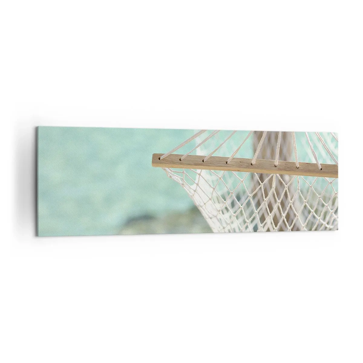 Bild auf Leinwand - Leinwandbild - Eine Hängematte mit Blick auf das türkisfarbene Wasser - 160x50cm - Zeit zum Entspannen - Moderne Wanddekoration für Wohnzimmer und Schlafzimmer ARTTOR