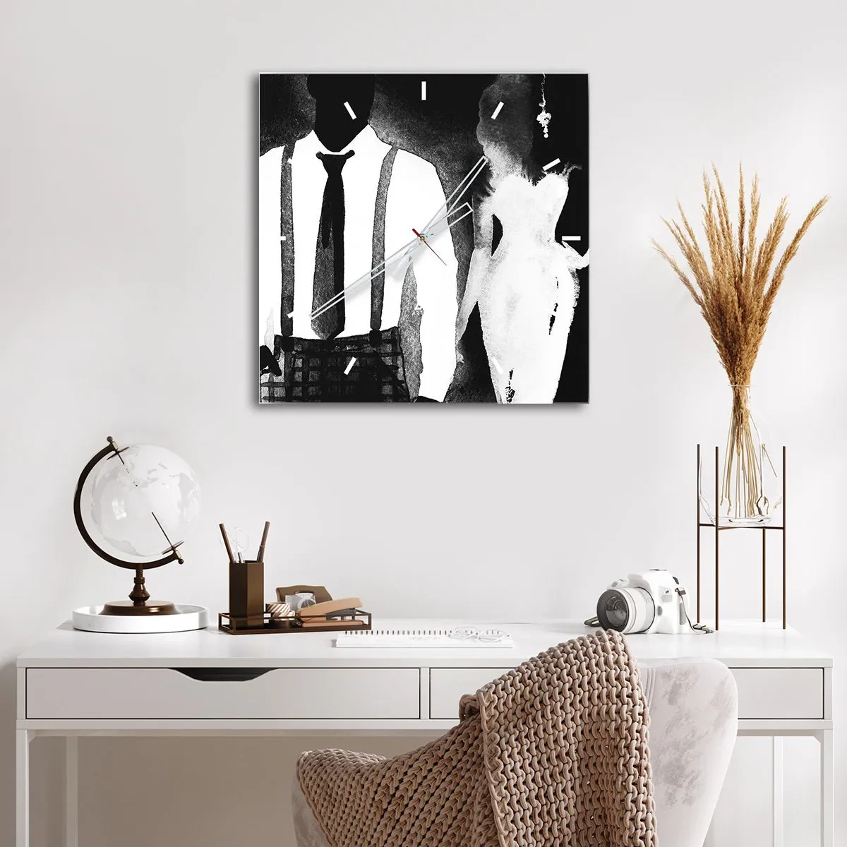 Wanduhr - Glasuhr - In Noir-Atmosphäre - 40x40 cm