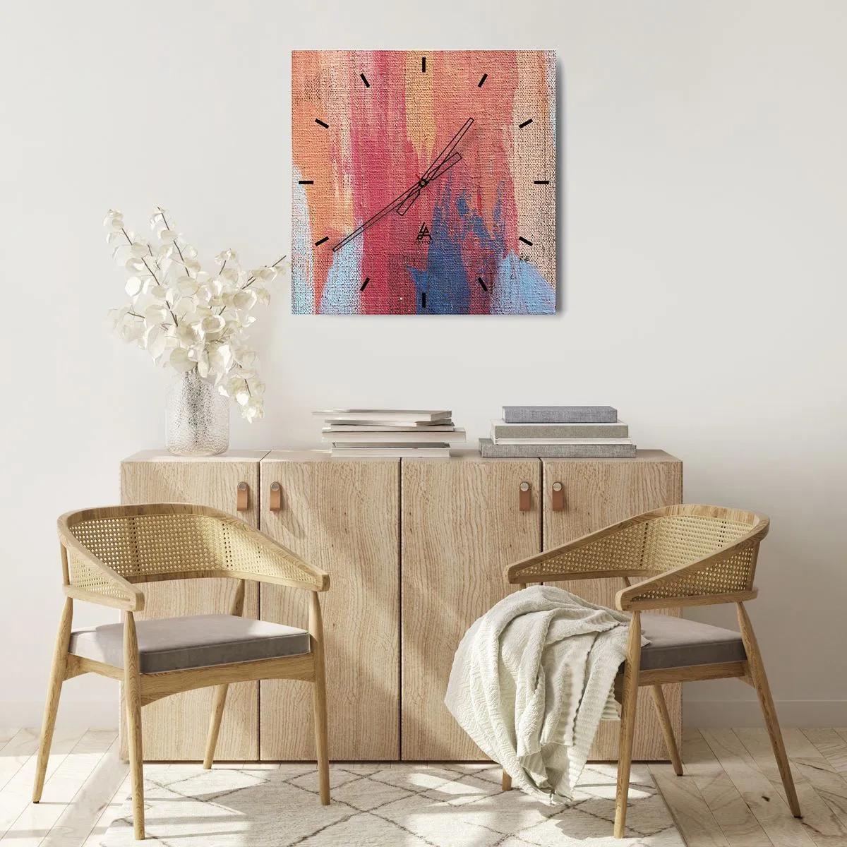 Wanduhr - Glasuhr - Bunte abstrakte Pinselstriche - 30x30cm - Renne den Regenbogen hinunter - Moderne Wanddekoration für Wohnzimmer und Schlafzimmer ARTTOR