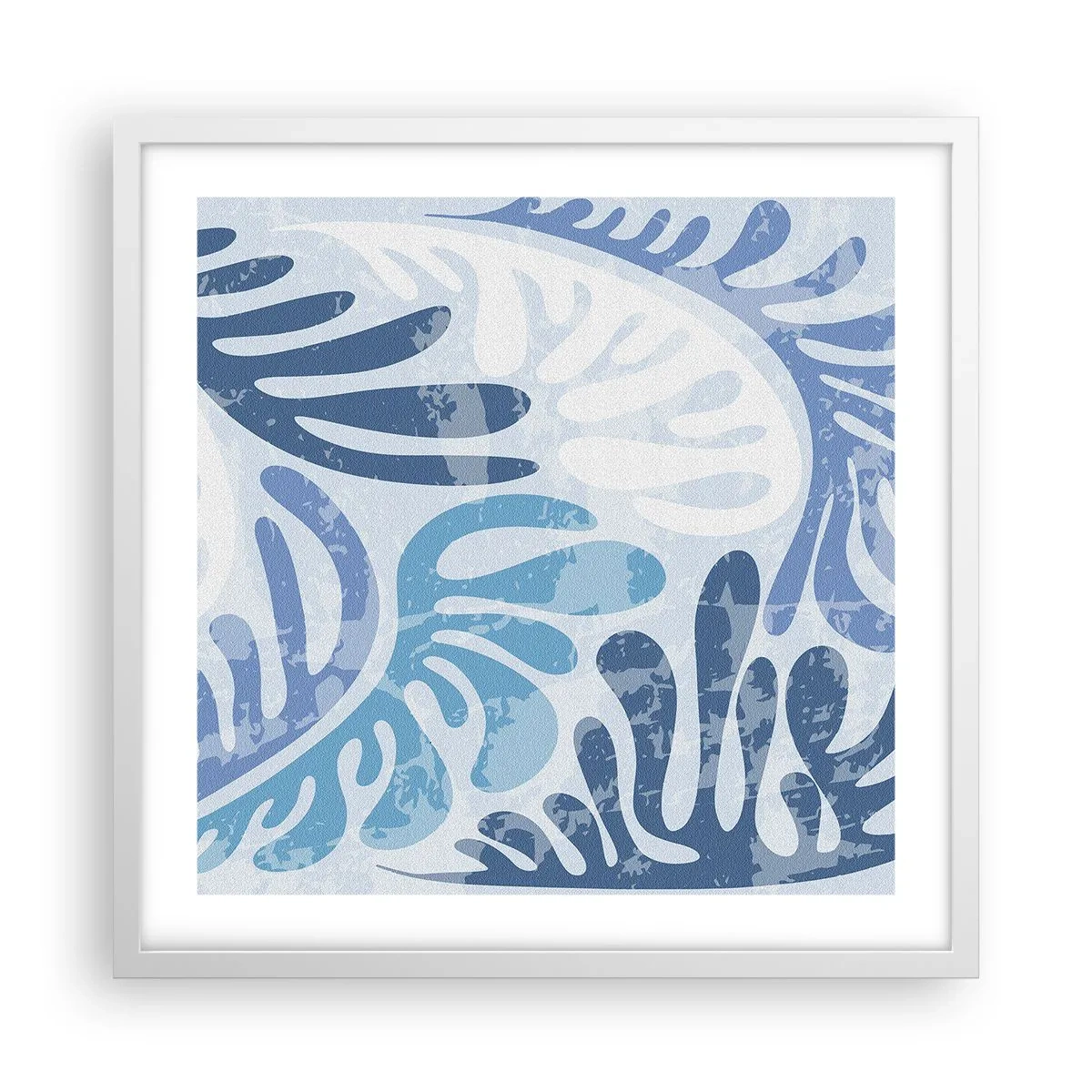 Poster in einem weißen Rahmen - Blaue Farne - 50x50 cm