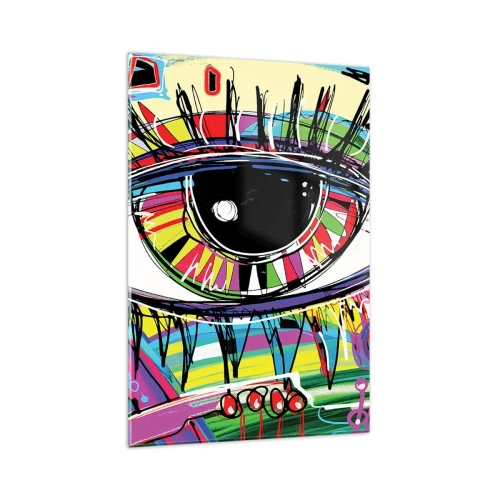 Glasbild - Bild auf glas - Buntes abstraktes Graffiti-Auge - 80x120cm - Buntes Auge - bunte Seele - Moderne Wanddekoration für Wohnzimmer und Schlafzimmer ARTTOR