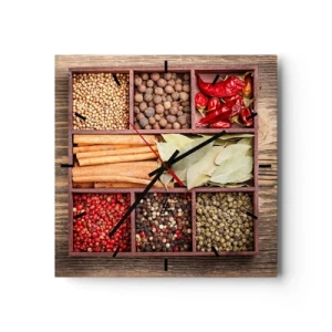 Wanduhr - Glasuhr - Ordnung der Formen, Bouquet von Aromen - 40x40 cm