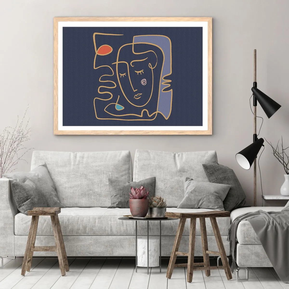 Poster in einem Rahmen aus heller Eiche - In Gedanken - 40x30 cm